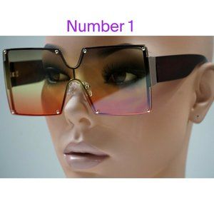 Oversized Square Frame Mix Tone Lens Sunglasses